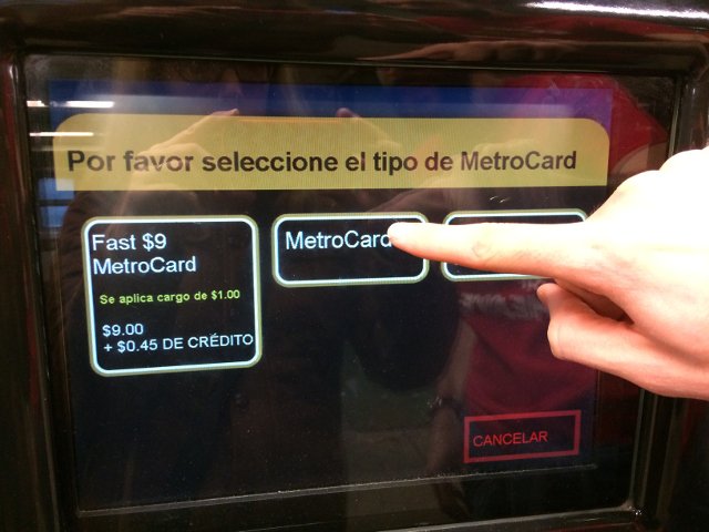 Hay que elegir la opción metrocard