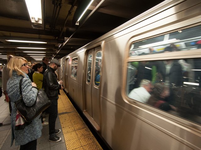 Saliendo del metro en Nueva York
